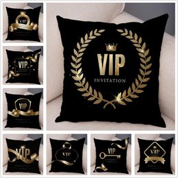Cushion/Decorative Pillow Geometric Black VIP Invitation Letter Cushion Cover Cartoon Case For Sofa Home Decor Super Soft Plush Pillowcase 4