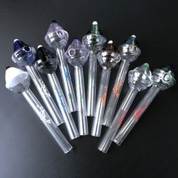Multi Colors Smoke Accessories 14.5cm Length Smoking Hand pipe Pyrex Glass Oil Burner Pipe For Dab Rigs Tube Tobacco Dry Herb Mini Small Hand Water Pips SW43