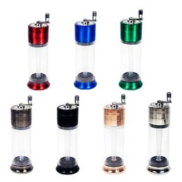 Hand-operated Plastic Pot Cigarette Herb Grinders Smoking Accessories 4 Layers Zinc Alloy Height 160mm OD 52MM GR434