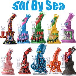 Ship By Sea Multiple Heady Glass Unique Hookahs Halloween Style Showerhead Perc Oil Dab Rig Wax Rigs Water Smoking Pipe With Bowl