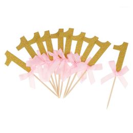 Other Festive & Party Supplies 12x Glitter Number ONE Cake Topper Toothpicks With Pink Bow Kids First Birthday Decor