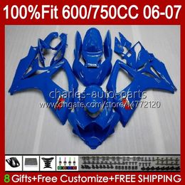 OEM Bodywork For SUZUKI GSXR 750CC 600CC 750 600 CC 06-07 Body 130No.23 GSXR600 GSXR750 K6 GSX-R750 06 07 GSXR-750 GSXR-600 2006 2007 Injection Mould Fairing full blue blk