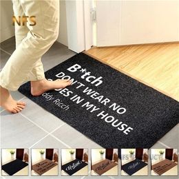 Home Decorative Front Door Mat Entrance Doormat 40x60cm Polyester Black Brown TPR Rubber Non Slip Floor Carpet Welcome s 220301