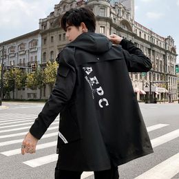 Men's Trench Coats Spring And Autumn Men's Jacket Korean Fashion Handsome Medium Windbreaker Long Coat Men Punk JacketMen's