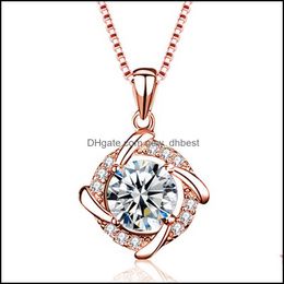 Pendant Necklaces Spinning Windmill Necklace Inlaid With Crystal For Women Luxury Jewelry Wholesale Sier Newdhbest Drop Del Newdhbest Dhenj