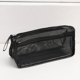 Multifunctional Mesh Pen Bag Pencil Case Makeup Tool Bag Storage Pouch Purse