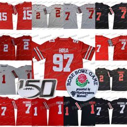 CeoThr 2019 Ohio State Buckeyes #97 Nick Bosa #1 Justin Fields JK Dobbins #15 Elliott Dwayne Haskins Jr. OSU Rose Bowl NCAA 150TH Jersey