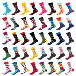 Men's Socks 4-6 Pairs High Quality Combed Cotton Men Funny Happy Fashion Novelty Skateboard Crew Casual For MenMen's