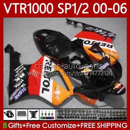 Fairings Kit For HONDA VTR1000 RC51 2000 2001 2002 2003 2004 2005 2006 HOT Repsol Body 123No.107 RTV1000 VTR 1000 SP1 SP2 2000-2006 VTR-1000 00 01 02 03 04 05 06 Bodywork