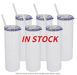 Stock 20oz Sublimation Tumbler Blank Stainless Steel Tumbler DIY Tapered Cups Vacuum Insulated 600ml Car Tumbler Coffee Mugs