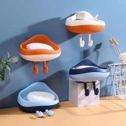 Soap Dishes Cloud Shape Box Household Toilet Hole Free Creative Cartoon With Hook Rack Bathroom Stroage HolderSoap