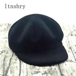 New Elegant Women Autumn Winter Hats 100 Wool Newspaper Boy Caps Warm Thick Beret For Women New Style Solid Simple Female Hat J220722