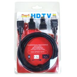 3 in 1 HD-MI 1.5m cable with converters Male to Male for video camera, tablet PC to TV