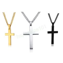 Fashion Cross Pendant Necklace for Men Women Stainless Steel Link Chain Charm Necklace Cool Boys Girls Hip Hop Jewellery Gift