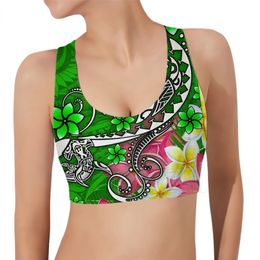 Summer Women Sports Vest Hawaii Polynesian with Turtle Plumeria 3D Pattern Tank Tops Female Yoga Running Fitness Bra W220616