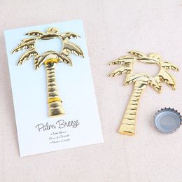 Palm Breeze Chrome Bottle Opener gold-color Metal Coconut Tree Beer Openers Beach Themed Wedding Favours DH4842