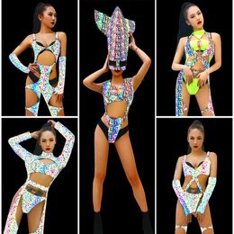 Kadın Tulumları Tulumlar Kostüm Seksi Kadın Kurşun Dansçı Giyim Bar DJ Serin Aydınlık Gece Oyunları DS Kostümleri Yeni Gece Kulübü