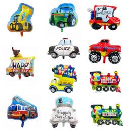 Festive Event Party Supplies Aluminium film balloons children's toys trains police cars tractors decorative balloons LK141