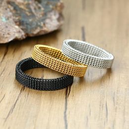 Cluster Rings Fashion 4mm Women's Mesh Ring Stainless Steel Statement Bague Wholesale DropCluster
