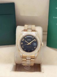 Diamond watch men stylish gold dial calendar bracelet folding buckle master men luxury Designer watches W176