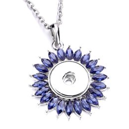 Noosa Rhinestone Sunflower 18mm Snap Button Necklace Silver Colour Link chain Necklaces For Women Ginger Snaps Buttons Jewellery D080