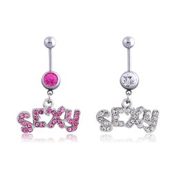 Surgical Stainless Steel Navel Ring SEXY Letters Body Belly Button Rings Piercing Jewelry for Women