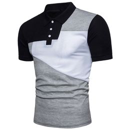 Summer Men's Casual Slim Streetwear Fashion Patchwork Short-sleeved T-shirt Turn-down Collar Men's Polo Shirt Men's Clothing 220702