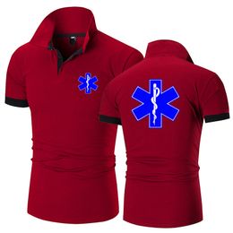 Summer EMT Emergency Ambulance Printing Solid Colour Men Short Sleeve Tee Cotton Man Casual Polo Shirts Male T Shirt Top 220620