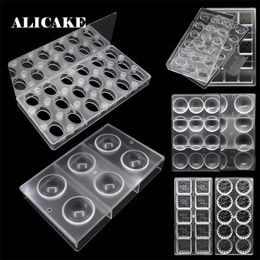 3D Polycarbonate Chocolate Mold Ball Sphere Moulds Mooncake Form Plastic Bakeware Tray Baking Pastry Tools Y200618