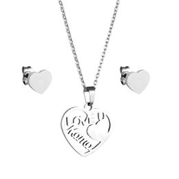 European and American Pendant cross border heart shaped mother's day jewelry I love you mom fashion Pendant ladies necklace ear stud set