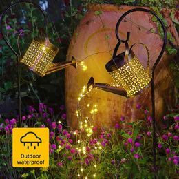 Solar Led Casting Light Garden Outdoor Waterproof Landscape Kettle Lighting Decor Hollow Water Sprayer Projection Lamp J220531