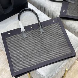 Top high quality shopping tote bags New canvas alphabet oversized bag Weave embroidery portable beach shoulder large capacity bags Horizontal Riv Gauc y Handbags