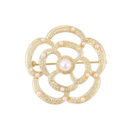 Korean Pearl Flower Brooches for Women High-end Suit Cardigan Corsage Lapel Pins Fashion Jewellery Clothing Accessories
