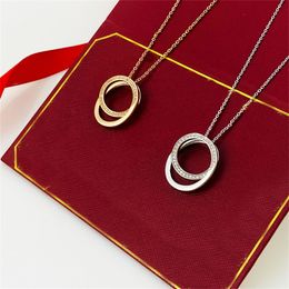 designer necklaces womens necklace rose gold silver ring stainless steel high quality diamonds circle pendants luxury design jewellery chains designer jewel