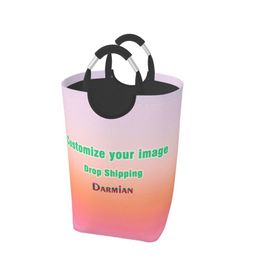 Customize Foldable Dirty Clothes Large Capacity Laundry Basket Waterproof Home Textile Children Toy Storage Bag 220707