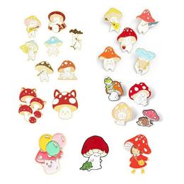 Custom Animal Enamel Pins Cute Mushroom Collection Funny Play And Sing Singer Brooches Lapel Cartoon Jewelry Gift For Kid Friend GC1102