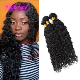 Brazilian Water Wave 3 Bundles 100% Human Hair Extensions Double Wefts Peruvian Virgin Hairs Yirubeauty Natural Colour