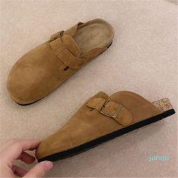 Slippers 2022 Women Cork Spring Summer Shoes Casual Flats Slides Female Closed Toe Sandals Ladies Fashion Buckle Footwear