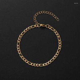 Link Chain Arrival Width 4MM Stainless Steel Plated Gold Black Bracelet For Men And Women Fashion Party Gift Jewellery 16 5CM Fawn22