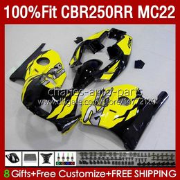 Injection Fairings For HONDA CBR250RR 1990 1991 1992 1995 1996 1997 1998 1999 131No.121 MC22 CBR250 CBR 250RR 250 RR CC 250CC 90 91 92 93 94 95 96 97 98 99 Body Black yellow