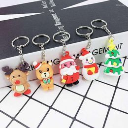 Keychains Creative Christmas Keychain Pendant Small Gift PVC Silicone Bag Car Santa Claus Tree Snowman Elk Key Ornament Miri22
