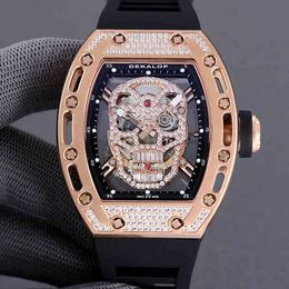 Watches Wristwatch Designer Luxury Mens Mechanical Watch Wine Barrel Shaped Large Dial Multifunctional Hollow Full-automatic Swiss Movement