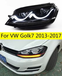 Auto Tuning Headlights For VW Golk7 2013-20 17 LED Running Lights Bi-Xenon Beam Headlight Turn Signal Lamp