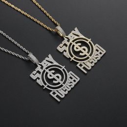 Pendant Necklaces Hip Hop Claw Setting 3A CZ Stone Bling Iced Out US Dollars Sign Letter Pendants For Men Rapper Jewellery GiftPendant