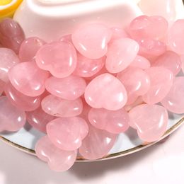 Natural pink Crystal Stone Ornaments Carved 20*8MM Heart Chakra Reiki Healing Quartz Mineral Tumbled Gemstones Hand Home Decor