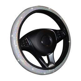 Steering Wheel Covers Anti-Slip Soft Car Diamond Sparkling Bling Crystal Rhinestones Cover Case Protector For WomenSteering