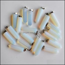 Charms Jewellery Findings Components Natural Stone Opal Pillar Pendants For Necklace Marking Drop Delivery 2021 Dhfqm
