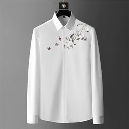 Brand Embroidery Men's Shirt Autumn Long Sleeve Casual Business Dress Shirt Slim Streetwear Social Tuxedo Men Clothing 220401