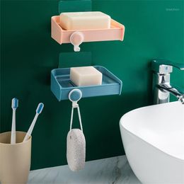 Bathroom Storage & Organization 4YANG Drain Soap Rack With Hook Plastic Double-Layer Wall Hanging Box Holder Punch-free Detachable For Showe