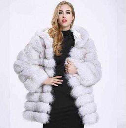 TUHAO Winter Ladies Long Spliced Faux Fur Coat Thick Warm Loose Long Sleeve Overwear Plus Size Coats for Female LQ316 T220810